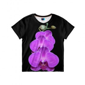 Детская футболка 3D с принтом Орхидея , 100% гипоаллергенный полиэфир | прямой крой, круглый вырез горловины, длина до линии бедер, чуть спущенное плечо, ткань немного тянется | орхидея | флора | цветок