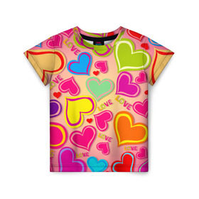 Детская футболка 3D с принтом Любовная фантазия , 100% гипоаллергенный полиэфир | прямой крой, круглый вырез горловины, длина до линии бедер, чуть спущенное плечо, ткань немного тянется | любовь | поцелуй | святой валентин | сердце | счастье | я люблю тебя