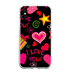 Чехол для iPhone XS Max матовый с принтом Праздник любви , Силикон | Область печати: задняя сторона чехла, без боковых панелей | Тематика изображения на принте: любовь | поцелуй | праздник | святой валентин | сердце | счастье | я люблю тебя