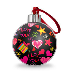 Ёлочный шар с принтом Праздник любви , Пластик | Диаметр: 77 мм | Тематика изображения на принте: любовь | поцелуй | праздник | святой валентин | сердце | счастье | я люблю тебя
