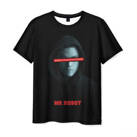 Мужская футболка 3D с принтом Mr Robot , 100% полиэфир | прямой крой, круглый вырез горловины, длина до линии бедер | fsociety | mr robot | анонимус | мистер робот