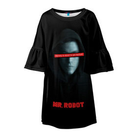 Детское платье 3D с принтом Mr Robot , 100% полиэстер | прямой силуэт, чуть расширенный к низу. Круглая горловина, на рукавах — воланы | Тематика изображения на принте: fsociety | mr robot | анонимус | мистер робот