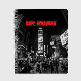 Тетрадь с принтом Мистер Робот , 100% бумага | 48 листов, плотность листов — 60 г/м2, плотность картонной обложки — 250 г/м2. Листы скреплены сбоку удобной пружинной спиралью. Уголки страниц и обложки скругленные. Цвет линий — светло-серый
 | fsociety | mr robot | анонимус | мистер робот