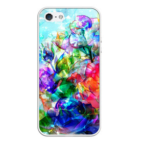 Чехол для iPhone 5/5S матовый с принтом Стеклянные цветы , Силикон | Область печати: задняя сторона чехла, без боковых панелей | розы | стекло | цветы