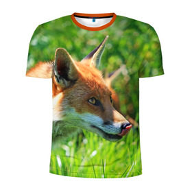 Мужская футболка 3D спортивная с принтом Лисица , 100% полиэстер с улучшенными характеристиками | приталенный силуэт, круглая горловина, широкие плечи, сужается к линии бедра | животные | лес | лиса | природа | рыжая