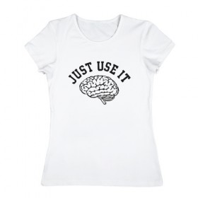 Женская футболка хлопок с принтом Мозг , 100% хлопок | прямой крой, круглый вырез горловины, длина до линии бедер, слегка спущенное плечо | мозг