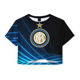 Женская футболка 3D укороченная с принтом Inter Milan , 100% полиэстер | круглая горловина, длина футболки до линии талии, рукава с отворотами | inter | milan | интер | италия | милан | футбол | футболист