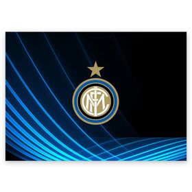 Поздравительная открытка с принтом Inter Milan , 100% бумага | плотность бумаги 280 г/м2, матовая, на обратной стороне линовка и место для марки
 | Тематика изображения на принте: inter | milan | интер | италия | милан | футбол | футболист