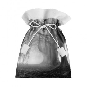 Подарочный 3D мешок с принтом Туман в лесу , 100% полиэстер | Размер: 29*39 см | Тематика изображения на принте: black   white | fog | forest | morning | photo | silhouette | trees | деревья | лес | силуэт | туман | утро | фото | черно   белое
