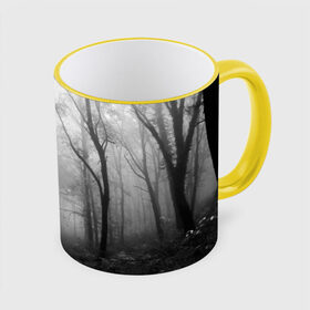 Кружка 3D с принтом Туман в лесу , керамика | ёмкость 330 мл | black   white | fog | forest | morning | photo | silhouette | trees | деревья | лес | силуэт | туман | утро | фото | черно   белое