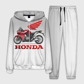 Мужской костюм 3D с принтом Honda 2 , 100% полиэстер | Манжеты и пояс оформлены тканевой резинкой, двухслойный капюшон со шнурком для регулировки, карманы спереди | honda | moto | мото | мотоцикл | мотоциклы | хонда