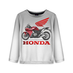 Детский лонгслив 3D с принтом Honda 2 , 100% полиэстер | длинные рукава, круглый вырез горловины, полуприлегающий силуэт
 | honda | moto | мото | мотоцикл | мотоциклы | хонда