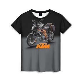 Женская футболка 3D с принтом KTM 4 , 100% полиэфир ( синтетическое хлопкоподобное полотно) | прямой крой, круглый вырез горловины, длина до линии бедер | ktm | moto | катээм | ктм | мото | мотоцикл | мотоциклы