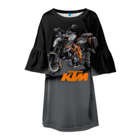 Детское платье 3D с принтом KTM 4 , 100% полиэстер | прямой силуэт, чуть расширенный к низу. Круглая горловина, на рукавах — воланы | ktm | moto | катээм | ктм | мото | мотоцикл | мотоциклы