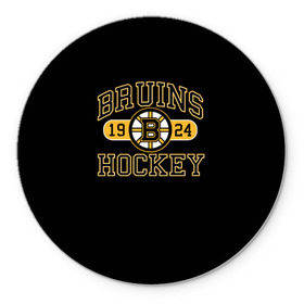 Коврик круглый с принтом Boston Bruins , резина и полиэстер | круглая форма, изображение наносится на всю лицевую часть | boston bruins | nxl | stanley cup | хоккей