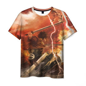 Мужская футболка 3D с принтом Атака Титанов , 100% полиэфир | прямой крой, круглый вырез горловины, длина до линии бедер | attack on titan | атака титанов | вторжение гигантов