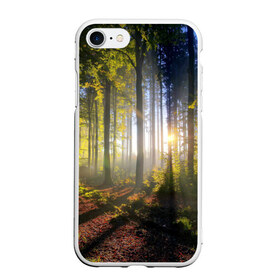 Чехол для iPhone 7/8 матовый с принтом Утро в лесу , Силикон | Область печати: задняя сторона чехла, без боковых панелей | bright | fog | forest | morning | sun | tree | trees | дерево | деревья | лес | солнце | туман | утро | яркое