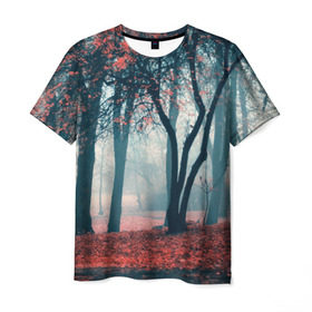 Мужская футболка 3D с принтом Осень , 100% полиэфир | прямой крой, круглый вырез горловины, длина до линии бедер | autumn | bright | colors | forest | paint | trees | деревья | краски | лес | осень | цвета | яркие
