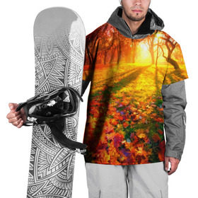 Накидка на куртку 3D с принтом Осень , 100% полиэстер |  | autumn | bright | colors | forest | trees | деревья | краски | лес | лучи | осень | солнце | цвета | яркие