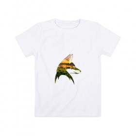 Детская футболка хлопок с принтом лиса закат , 100% хлопок | круглый вырез горловины, полуприлегающий силуэт, длина до линии бедер | закат | залив | зелень | лето | лис | лиса | луг | поле | солнце
