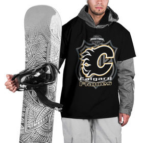 Накидка на куртку 3D с принтом Calgary Flames 3D Team , 100% полиэстер |  | Тематика изображения на принте: calgary flames | nhl | спорт | хоккей