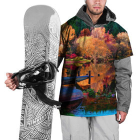 Накидка на куртку 3D с принтом Осень , 100% полиэстер |  | autumn | boat | bright | colors | forest | paint | river | trees | деревья | краски | лес | лодка | осень | река | цвета | яркие