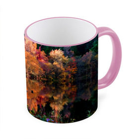 Кружка 3D с принтом Осень , керамика | ёмкость 330 мл | autumn | boat | bright | colors | forest | paint | river | trees | деревья | краски | лес | лодка | осень | река | цвета | яркие
