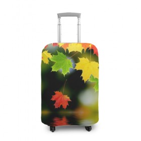 Чехол для чемодана 3D с принтом Осень , 86% полиэфир, 14% спандекс | двустороннее нанесение принта, прорези для ручек и колес | autumn | bright | color | forest | leaves | maple | paint | reflection | river | trees | деревья | клён | краски | лес | листья | осень | отражение | река | цвета | яркие