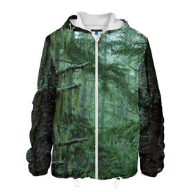 Мужская куртка 3D с принтом Дремучий лес , ткань верха — 100% полиэстер, подклад — флис | прямой крой, подол и капюшон оформлены резинкой с фиксаторами, два кармана без застежек по бокам, один большой потайной карман на груди. Карман на груди застегивается на липучку | camouflage | dense | fog | forest | spruce | tree | дремучий | ёлка | ельник | камуфляж | лес | маскировка | туман