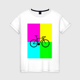 Женская футболка хлопок с принтом Велосипед фикс , 100% хлопок | прямой крой, круглый вырез горловины, длина до линии бедер, слегка спущенное плечо | fix | вело | велосипед | прикол | фикс