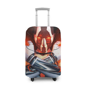Чехол для чемодана 3D с принтом Огненный ангел тьмы , 86% полиэфир, 14% спандекс | двустороннее нанесение принта, прорези для ручек и колес | киборг | огонь | робот