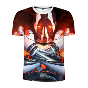 Мужская футболка 3D спортивная с принтом Огненный ангел тьмы , 100% полиэстер с улучшенными характеристиками | приталенный силуэт, круглая горловина, широкие плечи, сужается к линии бедра | киборг | огонь | робот