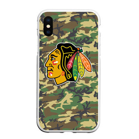 Чехол для iPhone XS Max матовый с принтом Blackhawks Camouflage , Силикон | Область печати: задняя сторона чехла, без боковых панелей | Тематика изображения на принте: camouflage | chicago blackhawks | hockey | nhl | нхл | хоккей