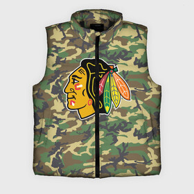 Мужской жилет утепленный 3D с принтом Blackhawks Camouflage ,  |  | camouflage | chicago blackhawks | hockey | nhl | нхл | хоккей