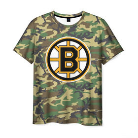 Мужская футболка 3D с принтом Bruins Camouflage , 100% полиэфир | прямой крой, круглый вырез горловины, длина до линии бедер | Тематика изображения на принте: boston bruins | camouflage | hockey | nhl | нхл | хоккей