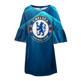 Детское платье 3D с принтом Chelsea , 100% полиэстер | прямой силуэт, чуть расширенный к низу. Круглая горловина, на рукавах — воланы | chelsea | англия | премьер лига | фанат | футбол | футболист | челси
