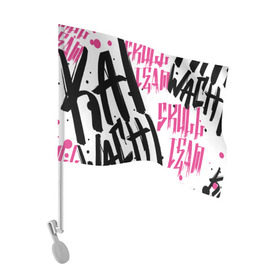 Флаг для автомобиля с принтом Kai Wachi , 100% полиэстер | Размер: 30*21 см | dubstep | skull | team | trap