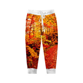 Детские брюки 3D с принтом Осень , 100% полиэстер | манжеты по низу, эластичный пояс регулируется шнурком, по бокам два кармана без застежек, внутренняя часть кармана из мелкой сетки | autumn | bright | colors | forest | paint | trees | деревья | краски | лес | осень | цвета | яркие