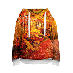 Детская толстовка 3D с принтом Осень , 100% полиэстер | двухслойный капюшон со шнурком для регулировки, мягкие манжеты на рукавах и по низу толстовки, спереди карман-кенгуру с мягким внутренним слоем | Тематика изображения на принте: autumn | bright | colors | forest | paint | trees | деревья | краски | лес | осень | цвета | яркие