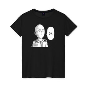 Женская футболка хлопок с принтом One-Punch Man , 100% хлопок | прямой крой, круглый вырез горловины, длина до линии бедер, слегка спущенное плечо | one punch man