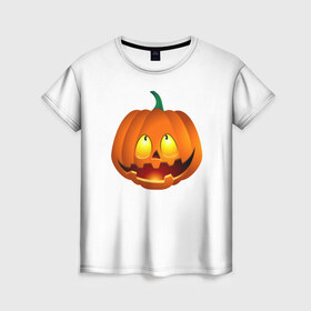 Женская футболка 3D с принтом Хелоуин , 100% полиэфир ( синтетическое хлопкоподобное полотно) | прямой крой, круглый вырез горловины, длина до линии бедер | тыква
