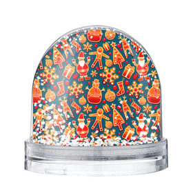 Снежный шар с принтом Рождество , Пластик | Изображение внутри шара печатается на глянцевой фотобумаге с двух сторон | колокольчик | олень | паттерн | свеча | снежинка | фон | шарик
