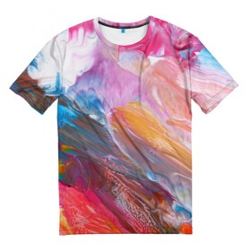 Мужская футболка 3D с принтом Абстракционизм 5 , 100% полиэфир | прямой крой, круглый вырез горловины, длина до линии бедер | краски | мазки | разноцветный