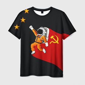 Мужская футболка 3D с принтом Гагарин , 100% полиэфир | прямой крой, круглый вырез горловины, длина до линии бедер | день | космонавтики | космос