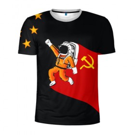 Мужская футболка 3D спортивная с принтом Гагарин , 100% полиэстер с улучшенными характеристиками | приталенный силуэт, круглая горловина, широкие плечи, сужается к линии бедра | день | космонавтики | космос
