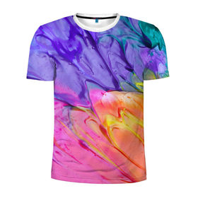 Мужская футболка 3D спортивная с принтом Абстракционизм 6 , 100% полиэстер с улучшенными характеристиками | приталенный силуэт, круглая горловина, широкие плечи, сужается к линии бедра | Тематика изображения на принте: краска | мазки | разноцветный | яркий