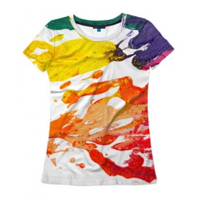 Женская футболка 3D с принтом Абстракционизм 9 , 100% полиэфир ( синтетическое хлопкоподобное полотно) | прямой крой, круглый вырез горловины, длина до линии бедер | краски | мазки | масляные | текстуры | цвета