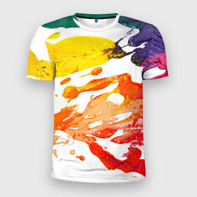 Мужская футболка 3D спортивная с принтом Абстракционизм 9 , 100% полиэстер с улучшенными характеристиками | приталенный силуэт, круглая горловина, широкие плечи, сужается к линии бедра | краски | мазки | масляные | текстуры | цвета