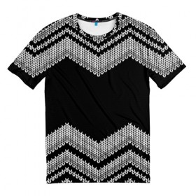 Мужская футболка 3D с принтом Плетение , 100% полиэфир | прямой крой, круглый вырез горловины, длина до линии бедер | свитер | серый | черный