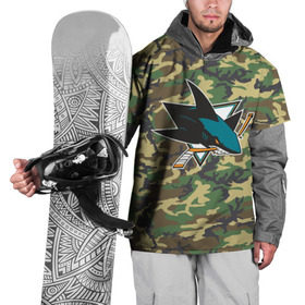 Накидка на куртку 3D с принтом Sharks Camouflage , 100% полиэстер |  | camouflage | hockey | nhl | san jose sharks | нхл | хоккей